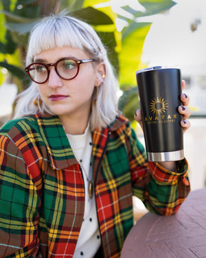Drinking coffee with Avatar Coffee Roasters 20 Ounce Tumbler